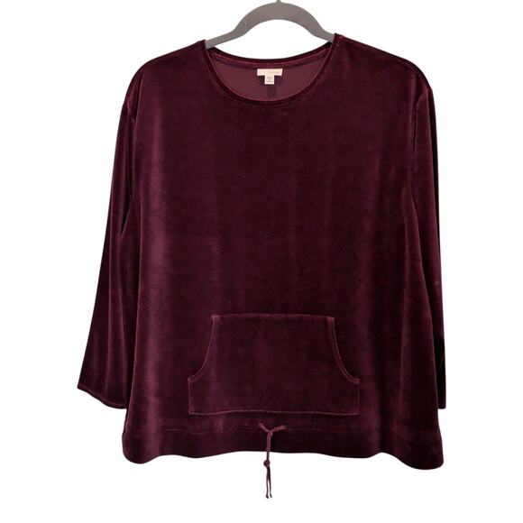 J. Jill Tops - J.Jill Pure Jill Plus Sz 3X Maroon Velvet Pullover Sweatshirt Pima Cotton Modal